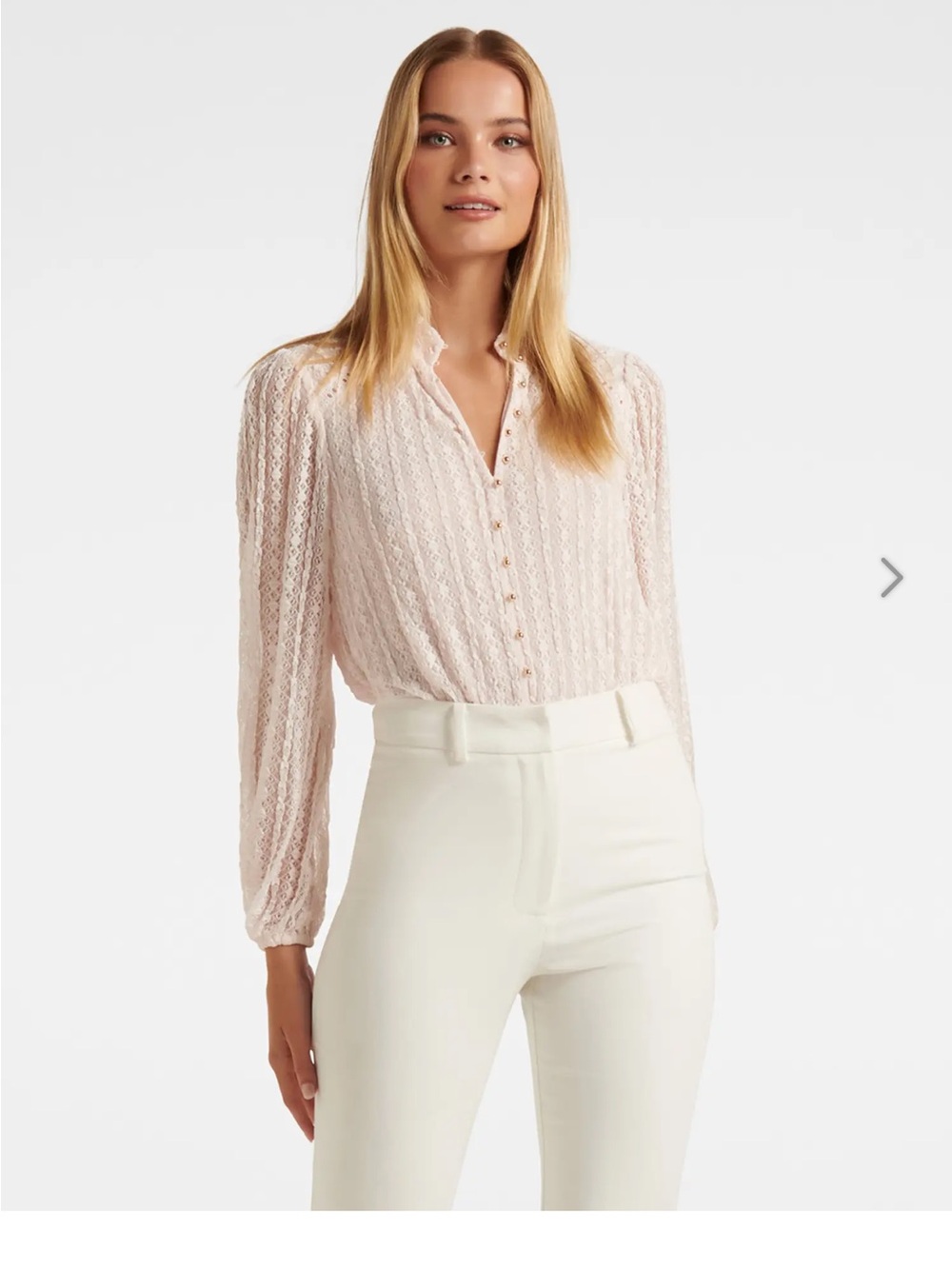 Light white Lace Button-Front Women’s Blouse